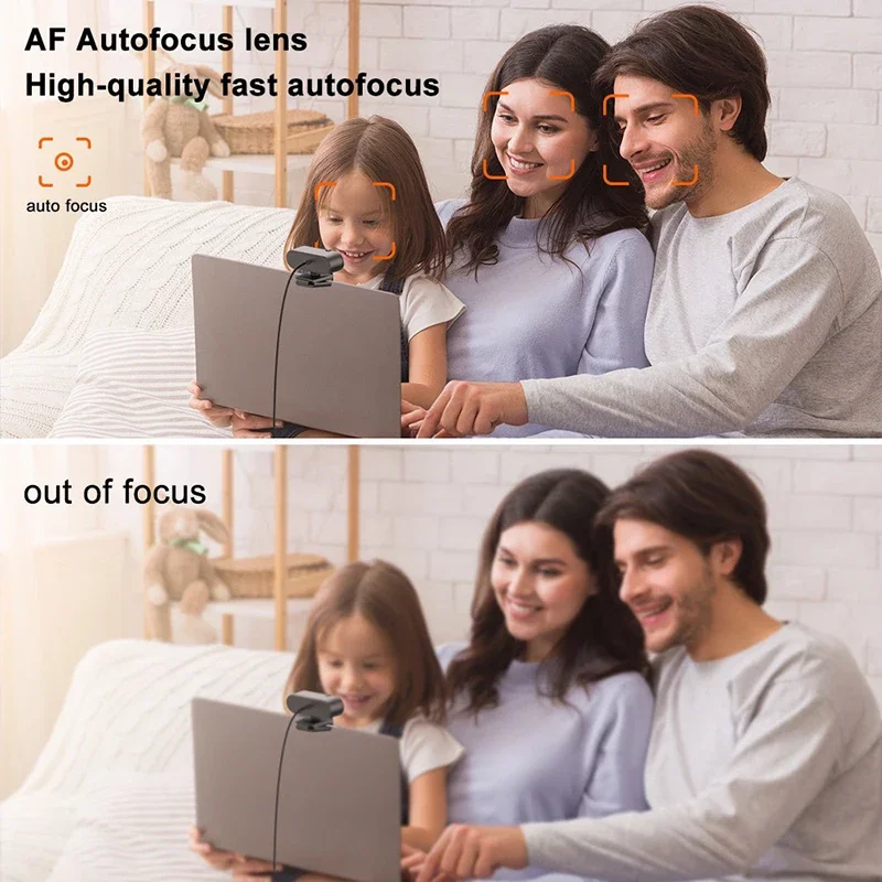 Ultra HD Auto Focus Webcam with Built-in Microphone and USB Connectivity