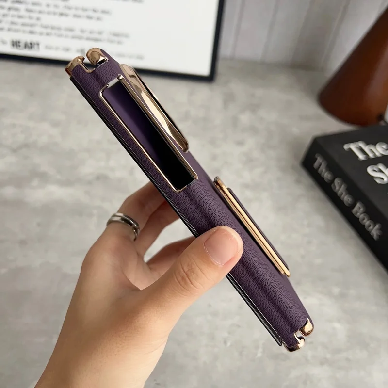 Luxury Dual Strap Leather Case with Dual Hinge Protection & Smart View Window