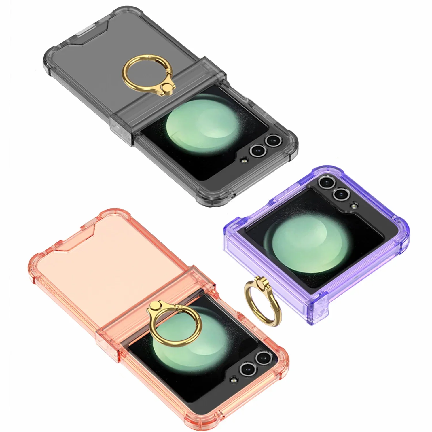 Colorful Transparent Foldable Ring Bracket Case with Shockproof Protection