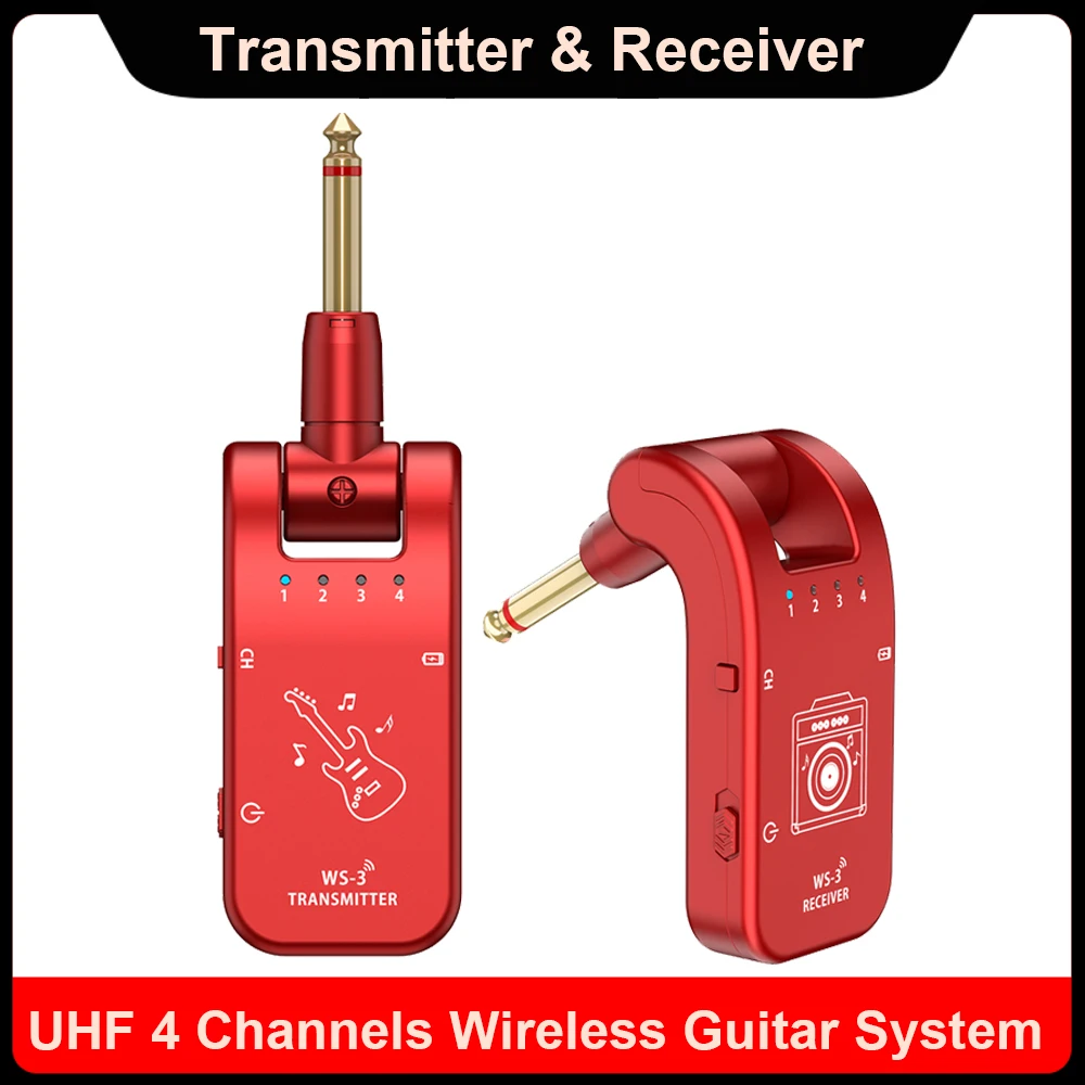 UHF 4 Channels Wireless Guitar System Transmitter Receiver 800MHz
