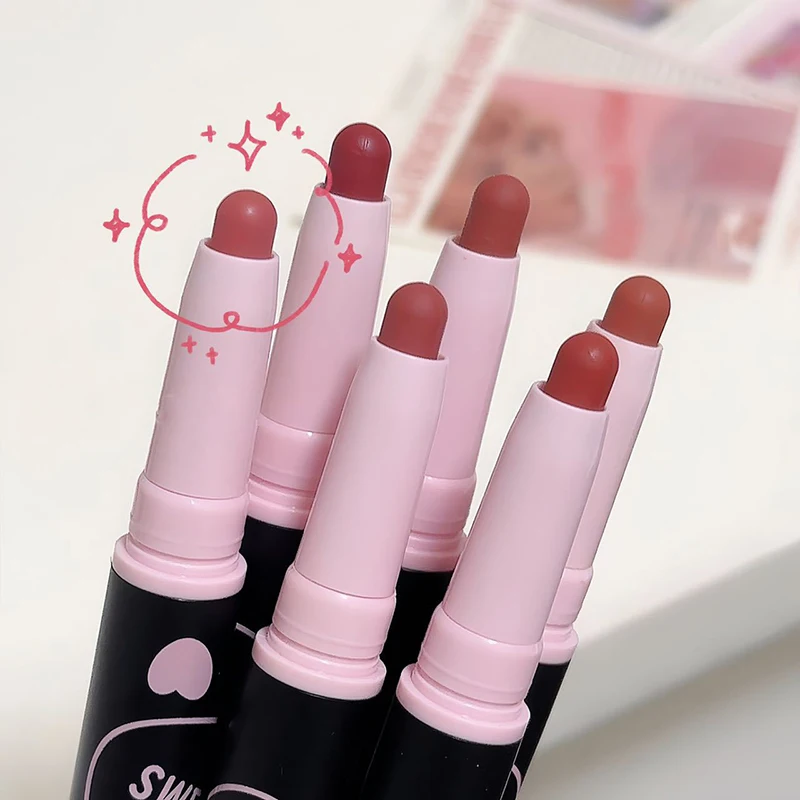 Double-end Lipliner Pencil 2 in 1 Sexy Nude Pink Red Lip Contour Matte Lipstick Waterproof Lasting Non-stick Cup Lip Tint Makeup 5