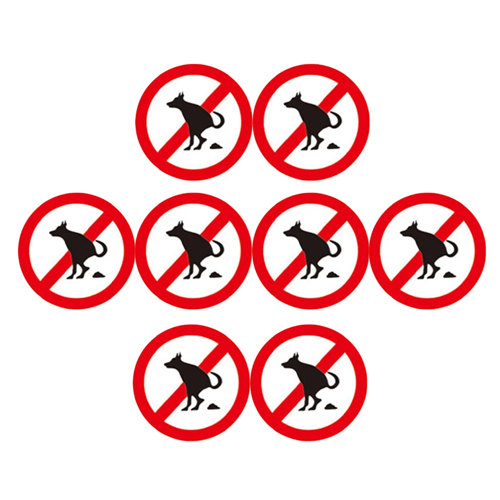 Stickers Pet Poop No Pooping Sign Dog Anti-smoke Lawn Signs Prohibition 8 Pcs