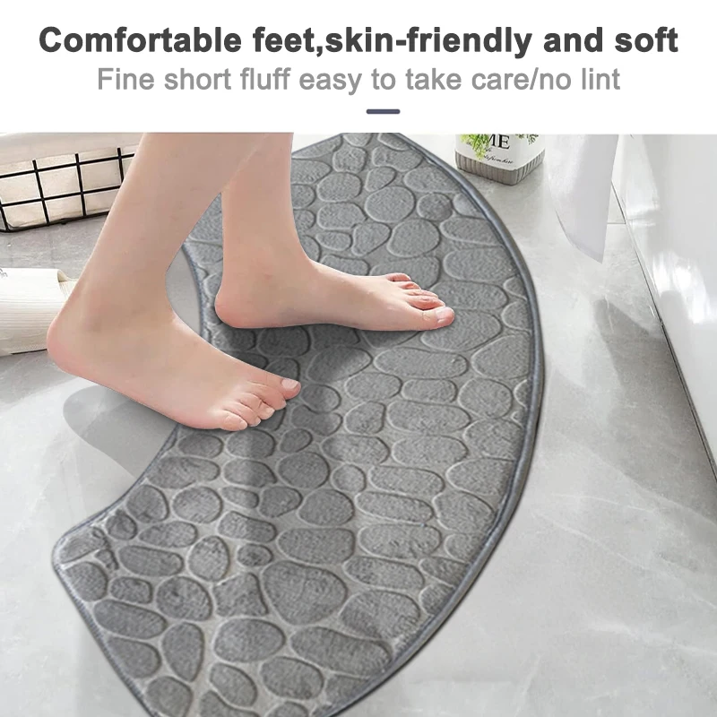 3D rutschfeste Badezimmer-Samtmatte, Kopfsteinpflaster, geprägte Badematte, saugfähige Fußmatte, Teppich, Tür, Bodenmatte, maschinenwaschen, schnell trocknend – Detail 18