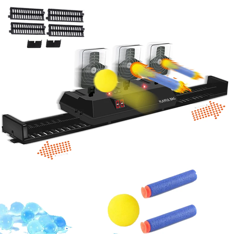 Electronic Digital Target Toy Track Auto-Reset Intelligent Light Sound Effect Scoring Target Shooting Game Toy Gun Parts Darts