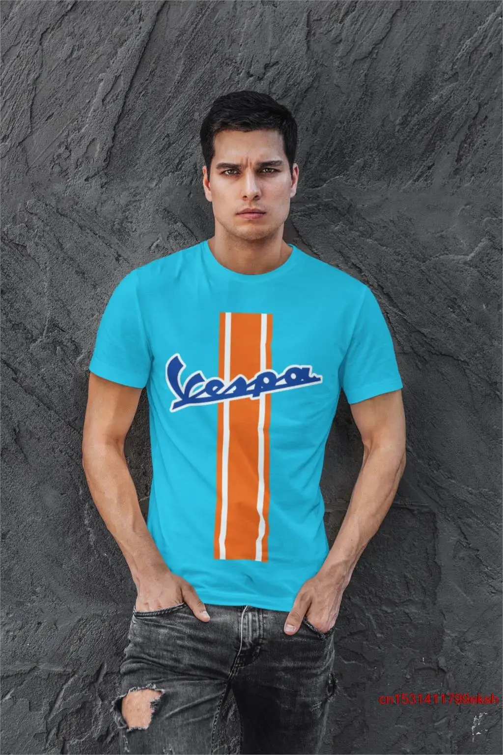 T-Shirt Vespa Scooter Orange Stripe Jack Alpha