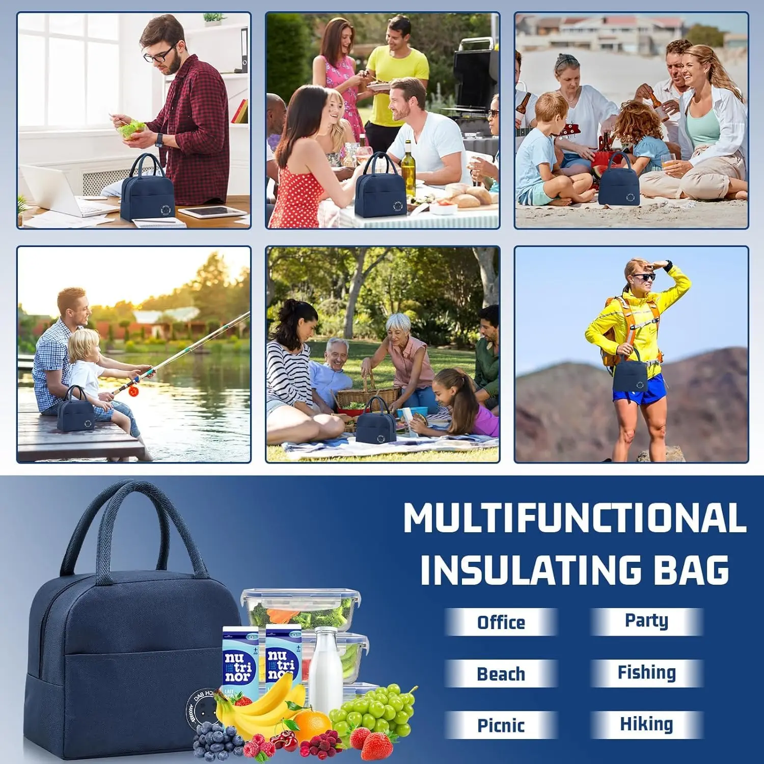 Insulated Lunch Handbag with Aluminum Foil Lining