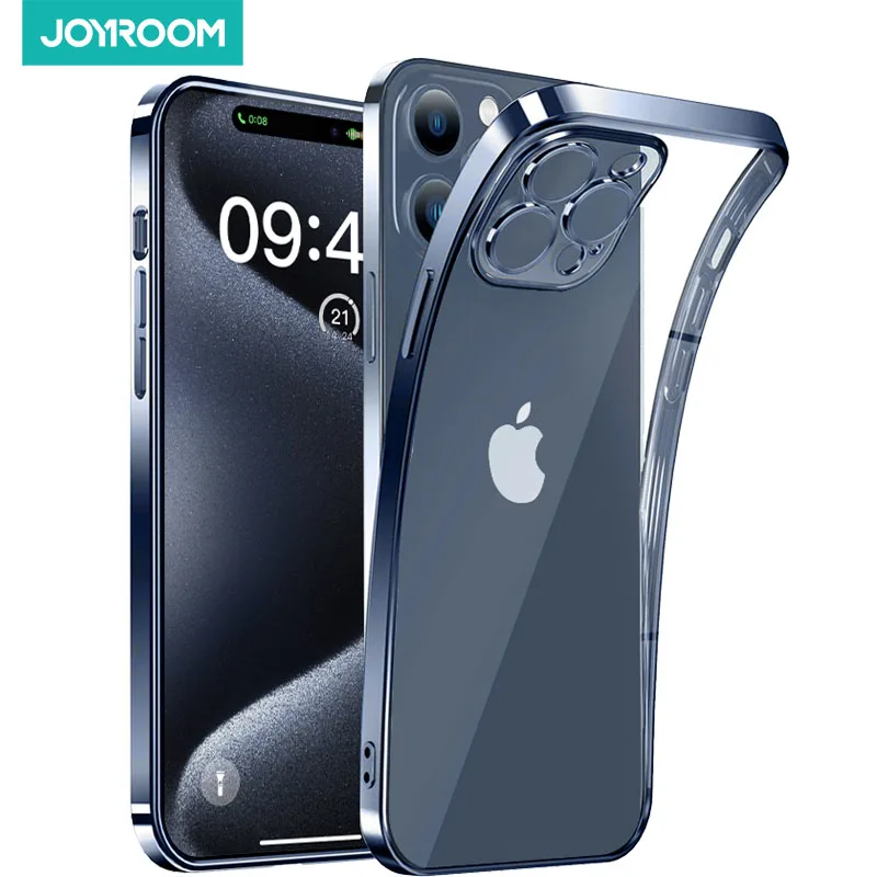Etui Joyroom Plating do iPhone'a 15 14 13 Pro Max Pełna osłona obiektywu Ochrona przed upadkiem Miękkie przezroczyste etui TPU do iPhone'a 14 Pro Case