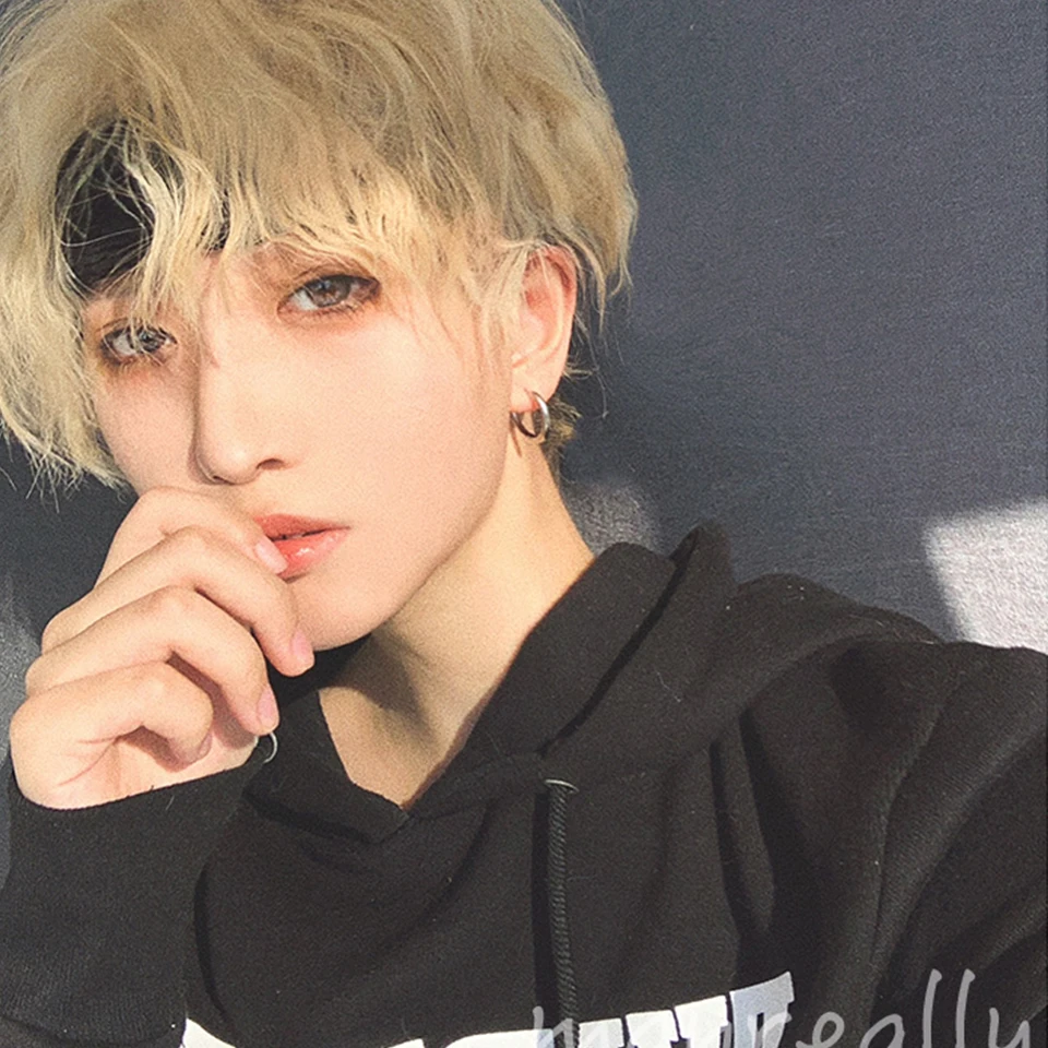 Synthetic Short Wig Black Blonde for Women and Men