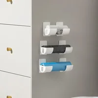 2/4pcs Wall Mounted No Hole Storage Tray Refrigerator Side Organizer Kitchen Shelf Cling Film Trash Bag Organizer 1