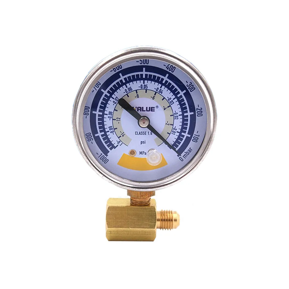 Manómetro de vacío de 63mm, instrumento preciso de aire para bomba de vacío, pantalla de Dial de 0-14PSI, conector G1/8in