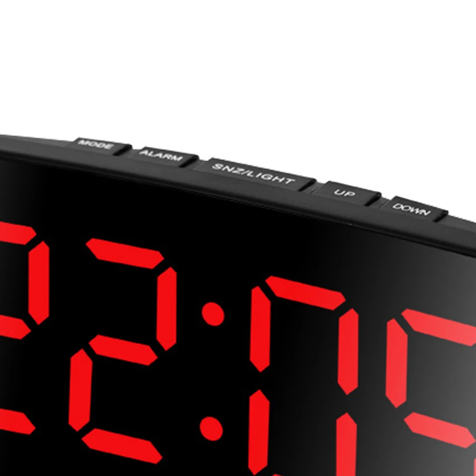 LED Curved Screen Mirror Alarm Clock with Snooze
