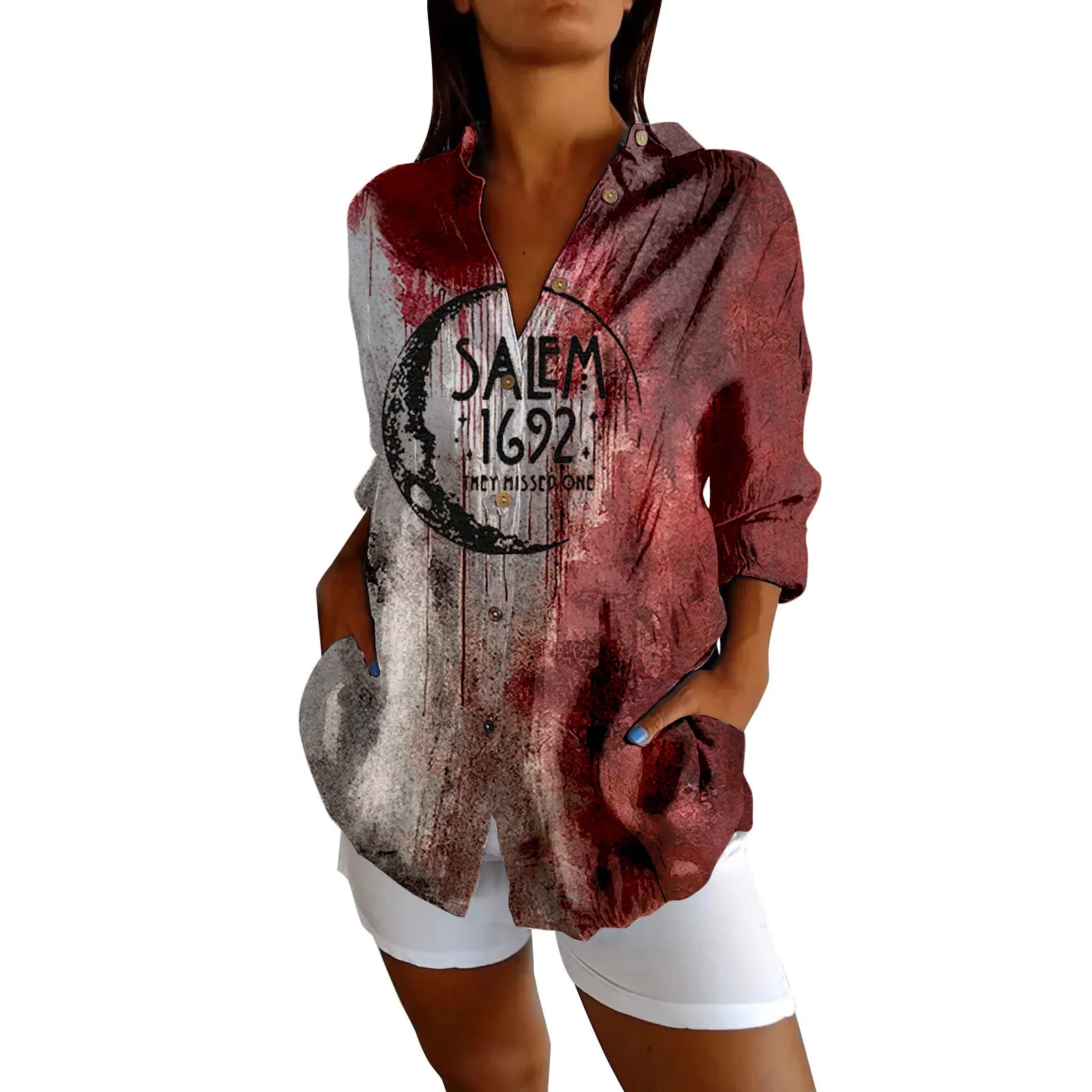 I'M Fine Bloody Women's Shirt Summer Letter Print Blouse Short Sleeves Tees Casual Loose Women Clothing Tops
