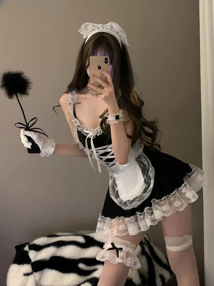 Women Sexy Lingerie Costume French Apron Maid Dress Cosplay Servant Lolita Babydoll Dress Uniform Erotic Role Play Costume women lingerie women lingerie set women cosplay costume