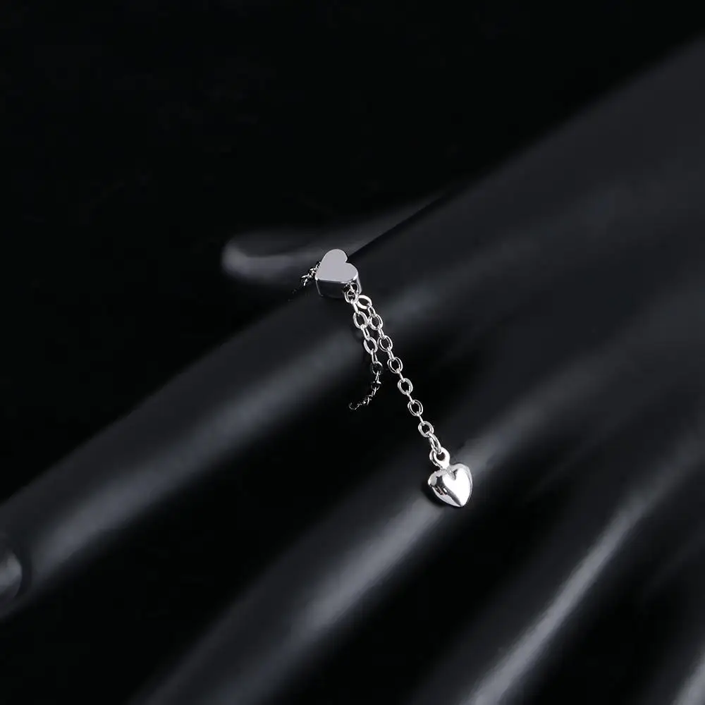 Silver Heart Ring Creative Trendy Bead Chain Punk Adjustable Finger Jewelry Korean Women Rings