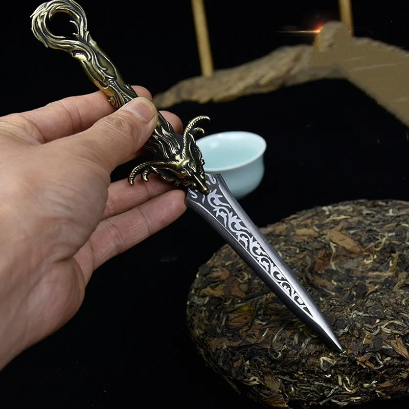 Pure Copper Dragon Horn Tea Needle Tea Knife Chinese Accessories Folding Prying Cake Brewing Tools Kung Fu Set