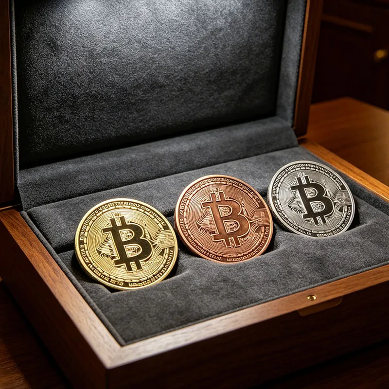 Moneta Bitcoin da Collezione, Regalo Artistico Commemorativo, Imitazione Artigianale in Metallo Antico per Appassionati di Criptovalute - immagine 4