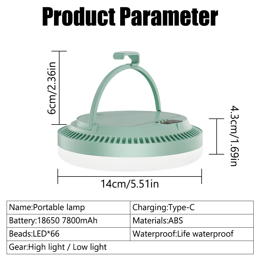 Super Bright LED Camping Light USB Rechargeable 7500mAh Emergency COB Floodlight Outdoor IP65 Waterproof Hanging Tent Light