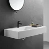 Bathroom Sink, Wall-Mount or On Countertop, 40" with Square Sink and Flat Space, Single Faucet Hole, Solid Surface 1