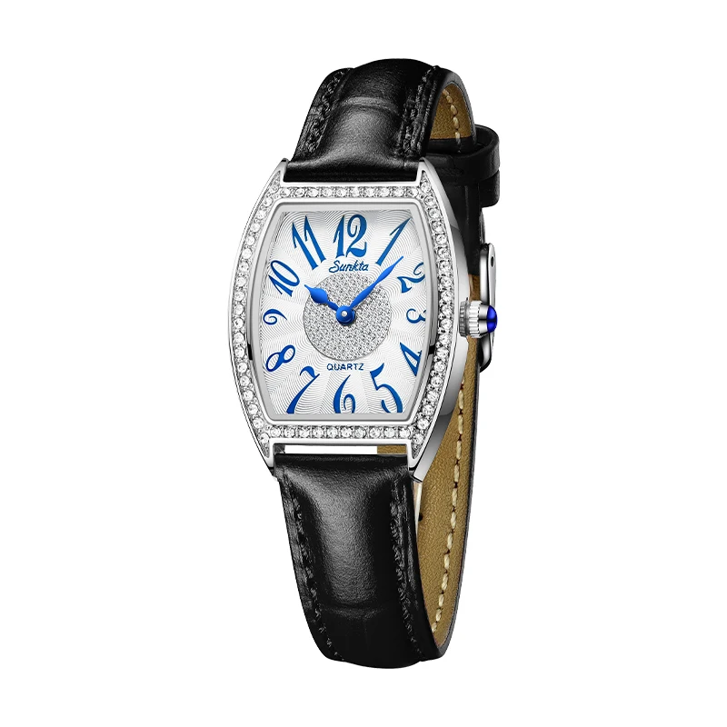 ساعات كوارتز أنيقة من LIGE Sunkta للنساء، حزام جلد...