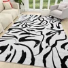 Modern Abstract Washable Rugs Non Slip Black and White Wave Carpet Geometric Striped  Area Rug for Living Room Office Floor Mat 2
