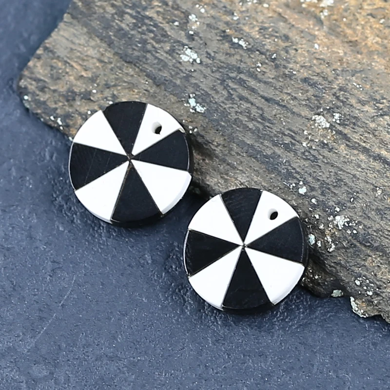 Natural Stone White Agate,Obsdian Round Shape Fashion Jewelry Women Earrings Accessories 12x3mm 1.3g