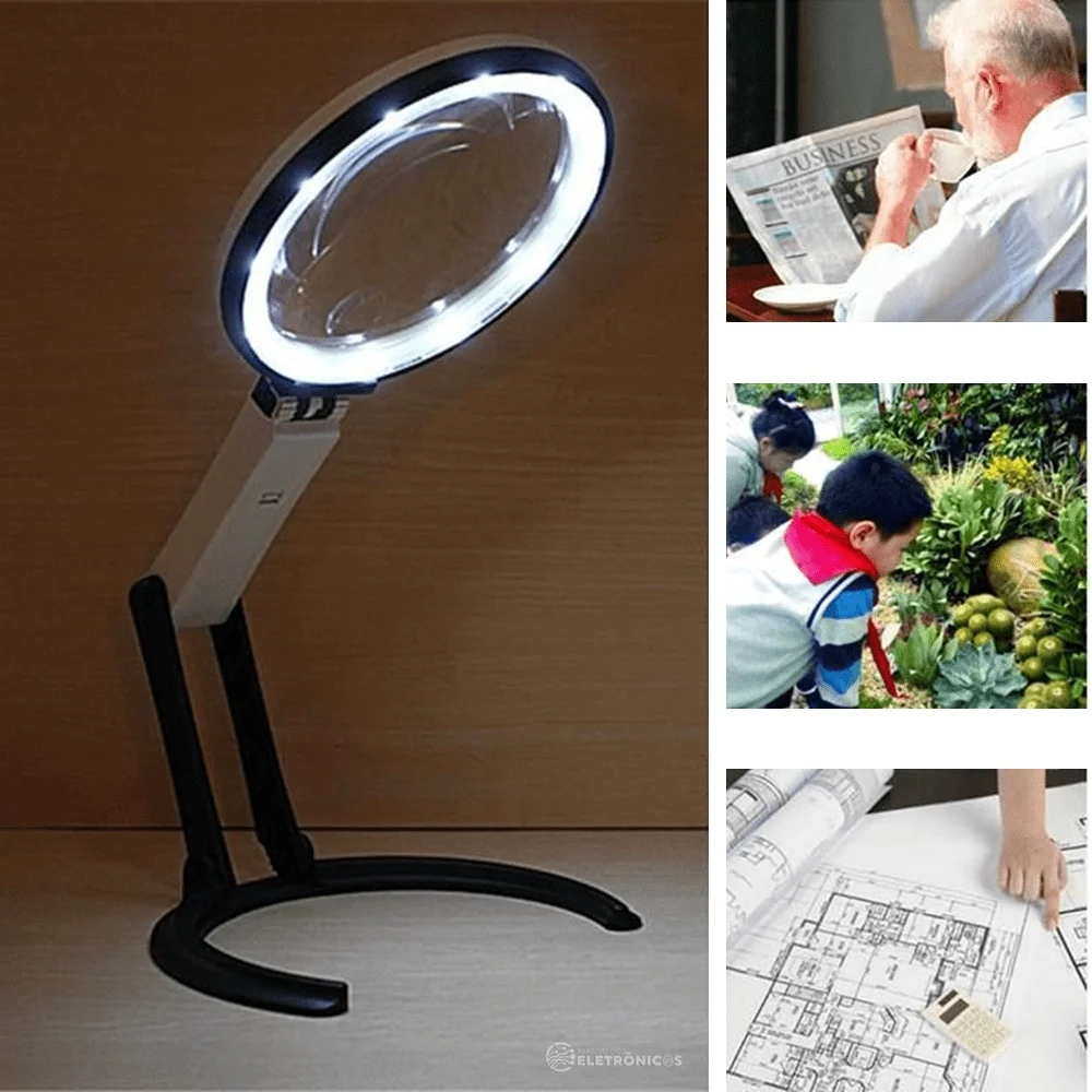 High Resolution Hand Table Magnifying Glass With Light Lighting 10 LED 12cm  For Zoom Augmentation Reading Magnification 3B1C - AliExpress