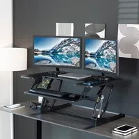 Height Adjustable Stand Up Desk Converter, Quick Sit to Stand Tabletop Dual Monitor Riser Workstation, 1
