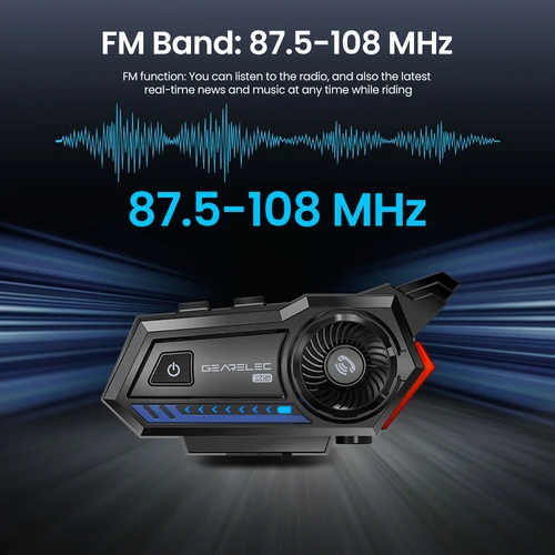 GEARELEC-X5 오토바이 헬멧 헤드셋, BT 5.2 방수, 무선 헤드폰, 음성 제어, 노이즈 감소, FM 라디오, 경고등 2
