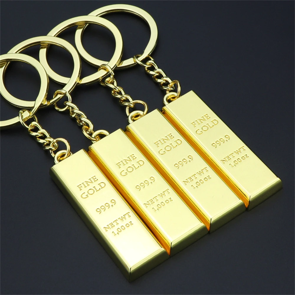 Metal Key Holder Creative Gold Bar Keychain Key Chain Auto Pendant Auto  Accessories Car Keyring Bullion Key Rings - AliExpress