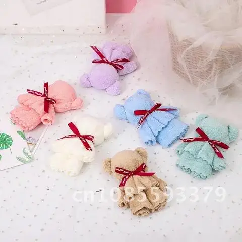 

12pcs Wedding Souvenirs/Gifts for Guests Lovely Cute Bear Towel Coral Fleece Baby Shower Party Favors Christmas Bridesmaid Gifts