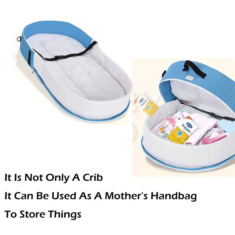 Baby Bed Convenient Folding Anti Pressure Baby Crib with Net and Awning Newborn Isolation Biomimetic Outdoor Travel Baby Crib - 5