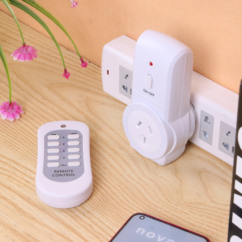 433.92MHz Wireless Remote Control 240V 50Hz Wireless Remote Control Socket On/Off Smart Power Outlet Portable for Light Lamp
