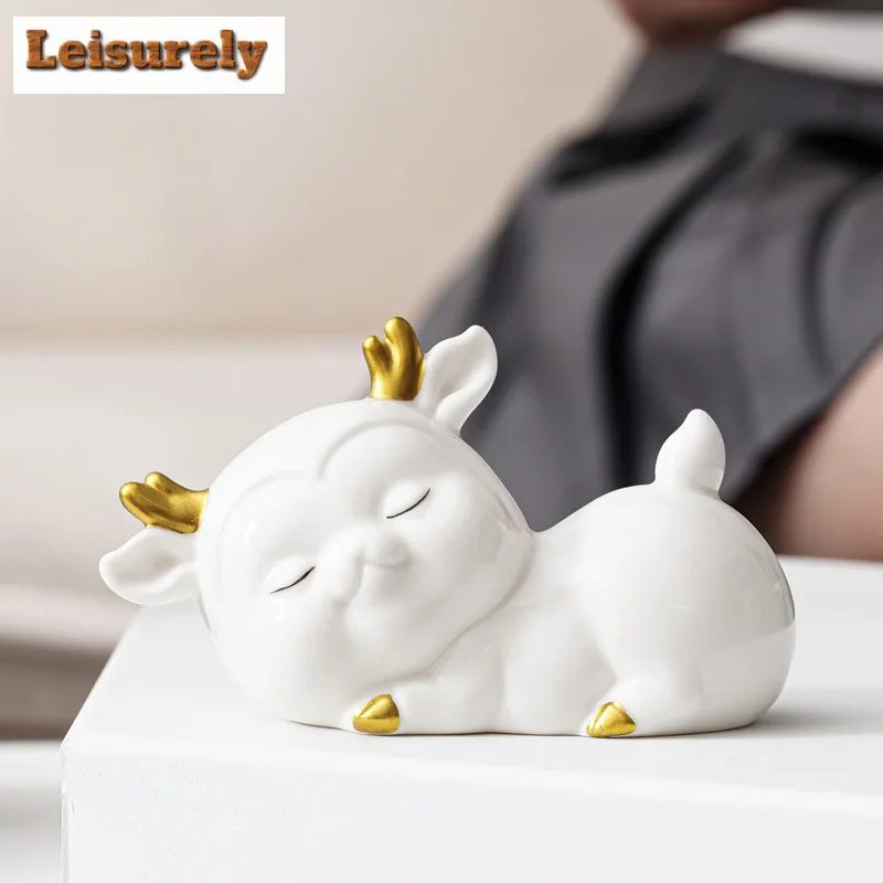 Gold Drawing Cute Deer Treasure Tea Pet Boutique Tea Sculpture Tea Figurine Play Toys Tea Statue Ornaments Can Be Raised Cha