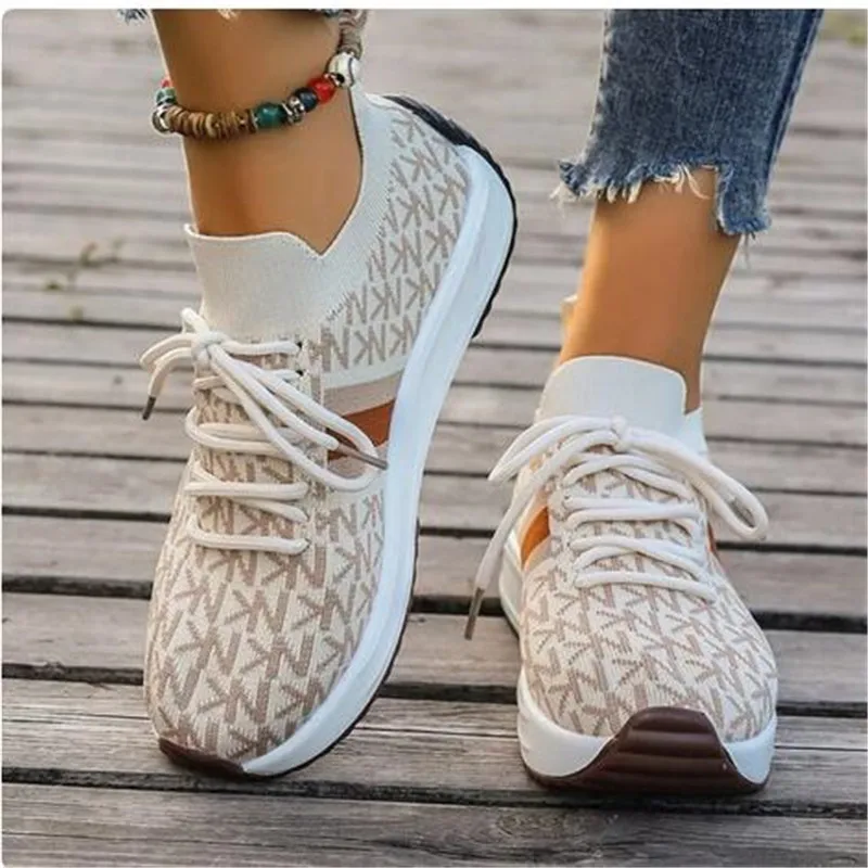 

2023 Women Wedges Sneakers Lace-Up Breathable Sports Shoes Casual Platform Female Footwear Ladies Vulcanized Shoes Zapatillas