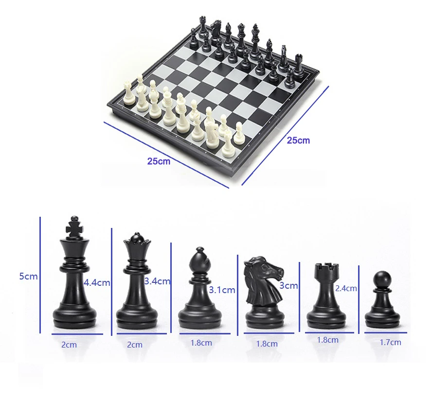 32Pcs Mini Portable Travel Folding Magnetic Chess Set King Queens Game For  Kid