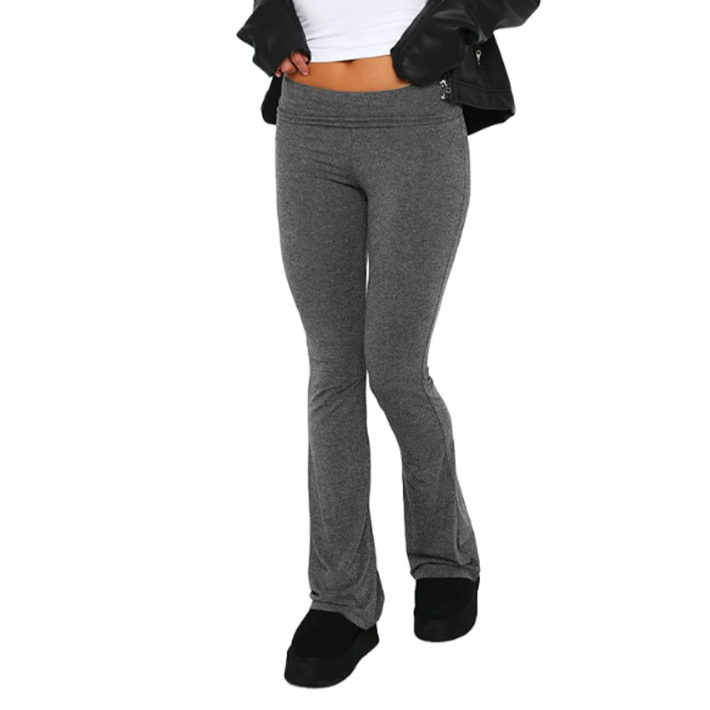 

Casual Low Waist Flare Pants For Women Solid Color Breathable Soft Sports Yoga Joggers Slim Fit Trousers Pants Female Clothing