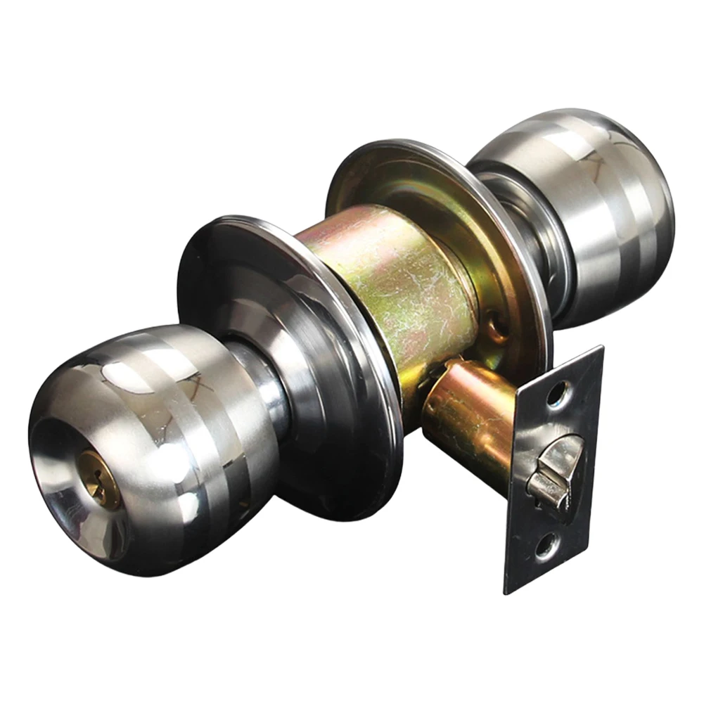 Keyed Entry Door Knob Lock Set Interior Exterior Round Door Knobs Stainless Steel Handle Lock for Bedroom Bathroom With Key