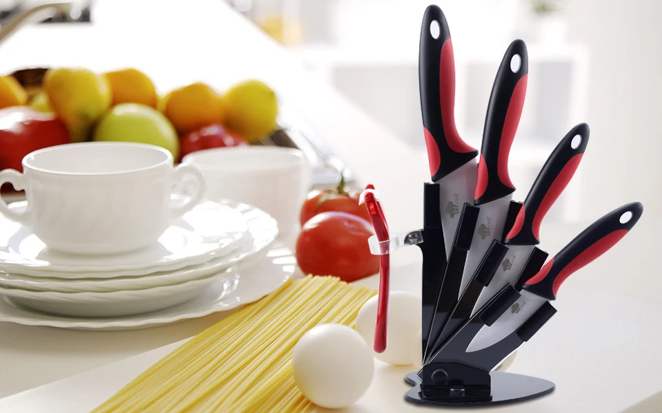 Description Picture 2 of itemacrylic Black knife holder for 3" 4" 5" 6" knife + peeler knife blocks stand for ceramic knife set kitchen accessory