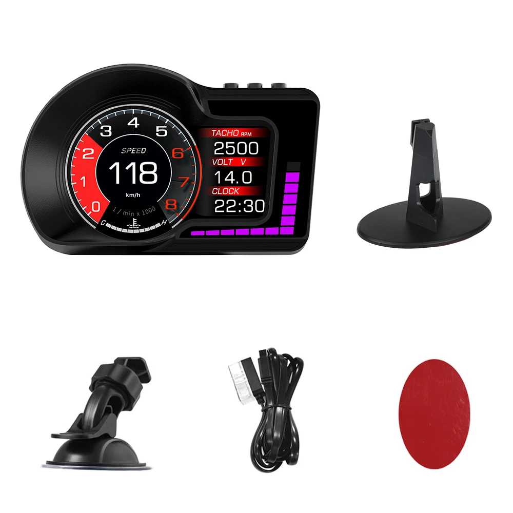 Affichage HUD de voiture, OBDⅡ+GPS Smart Gauge Compteur de vitesse haute  définition Outil de