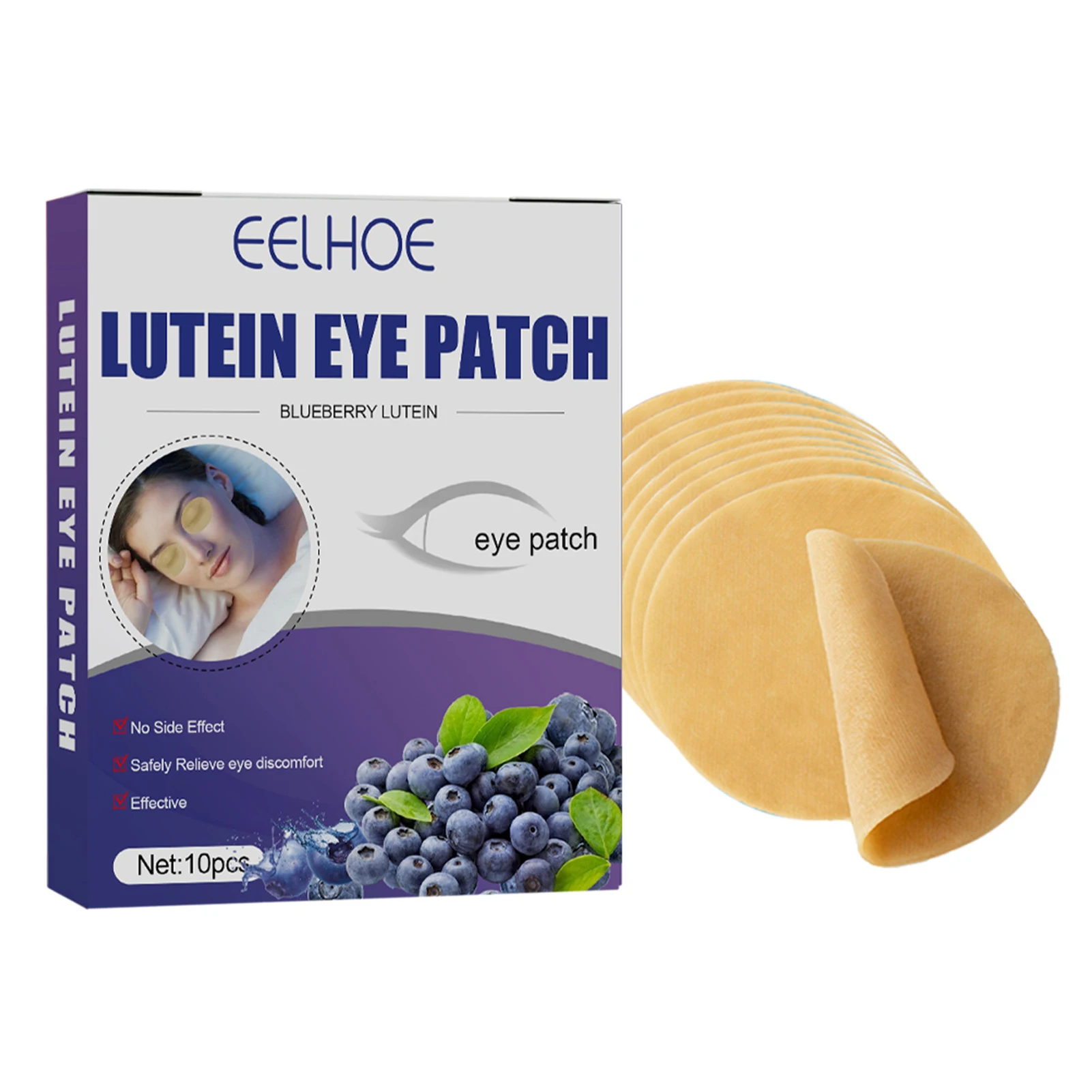 Eelhoe Blueberry Lutein Eye Patch Relieve Eyestrain Dried Eyes Tired Eyes Puffiness Portable