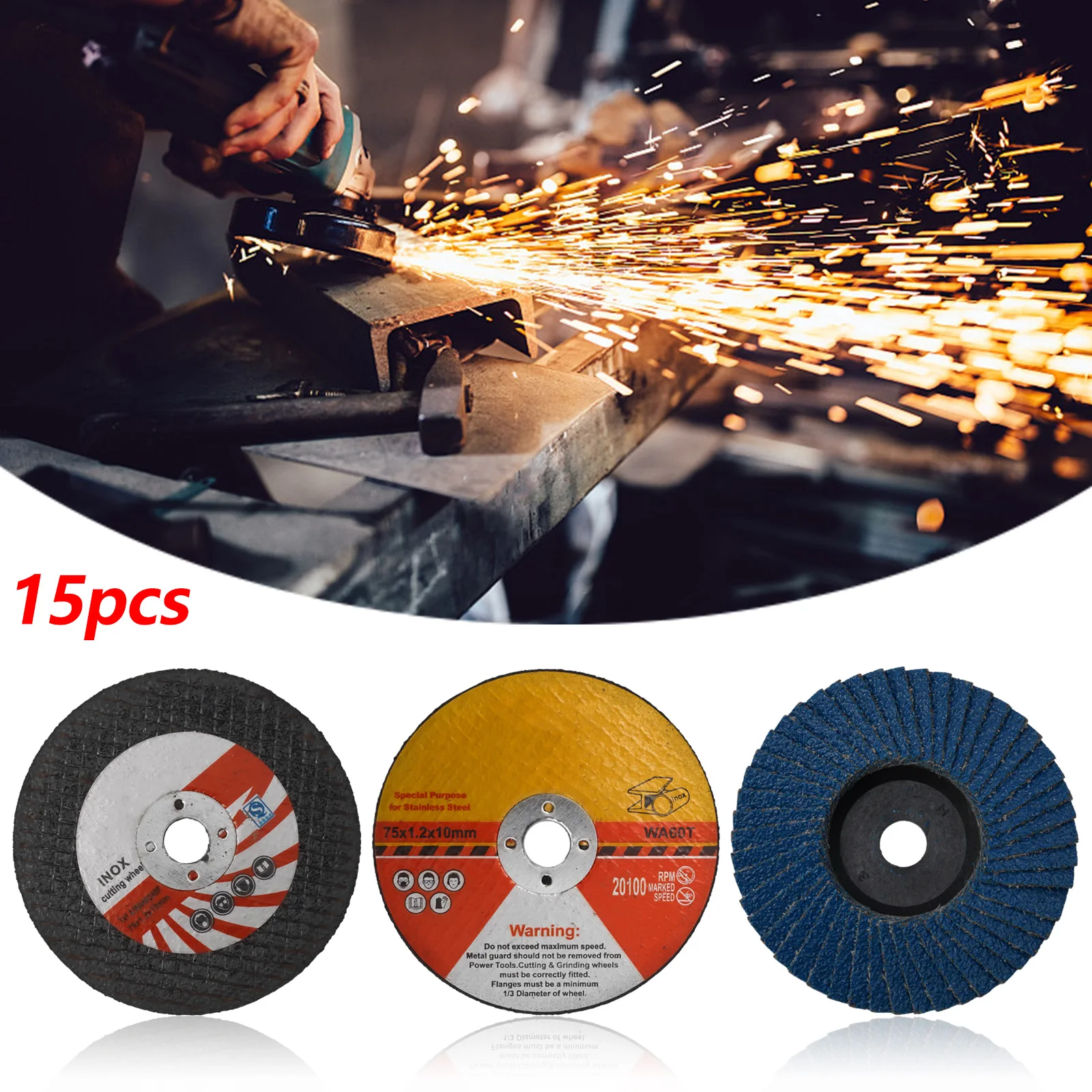 

15pc Circular Resin Grinding Wheel Saw Blades Cutting Wheel Disc For Metal Cutting For Angle Grinder Power Tools Accessories