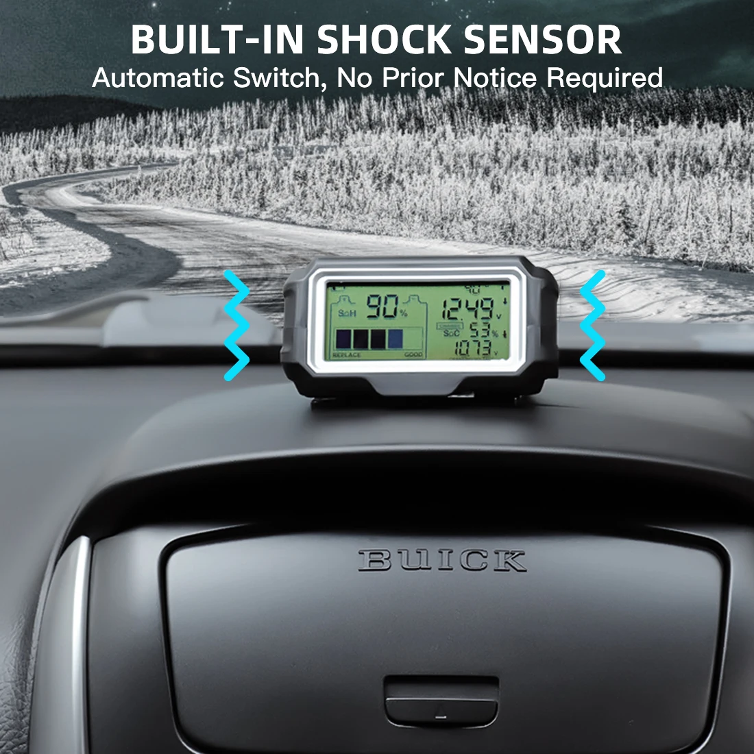 QUICKLYNKS BM5-D 12V LED Battery Tester Monitor Head Up Display Waterproof Battery Health Tester Analyzer Charging Tool