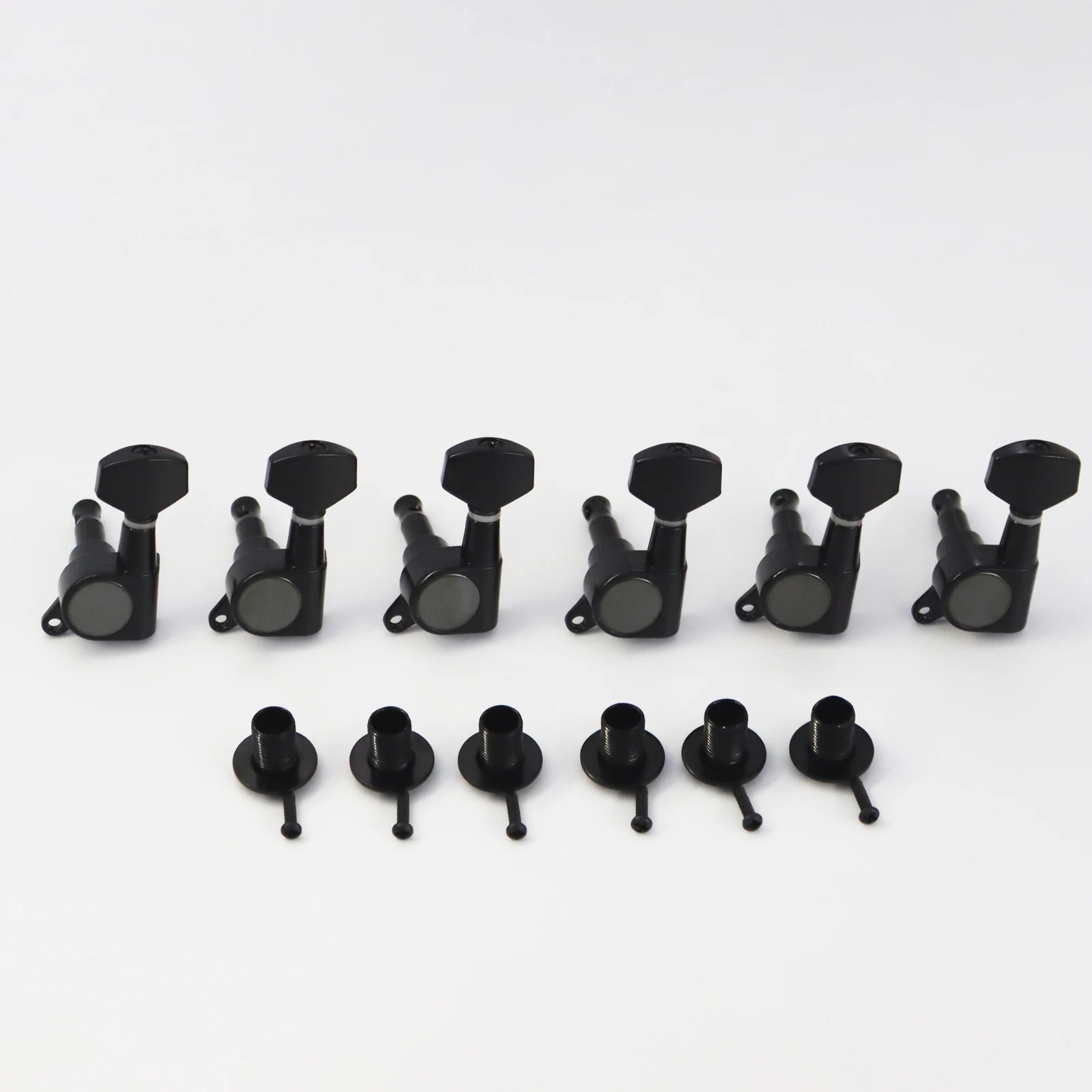Elektrische Gitarre Mechaniken Stimmwirbel Tasten Kleiner Knopf, 6L/6R verfügbar, Schwarz/Chrom/Gold – Detail 5