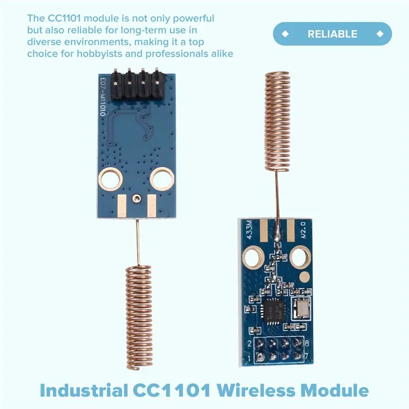민감한 2Pcs CC1101 무선 트랜시버 모듈 433Mhz 거리 전송 보드 무선 트랜시버 모듈