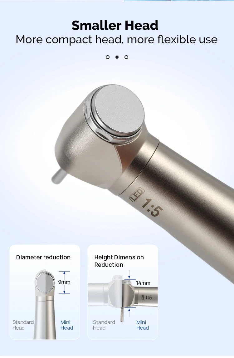 AZDENT Dental-Handstück mit niedriger Geschwindigkeit, 1:5, 1:1, Glasfaser-LED-Winkelstück, Keramiklager, interne 4 Sprühtasten, Zahnmedizin-Werkzeuge – Detail 6