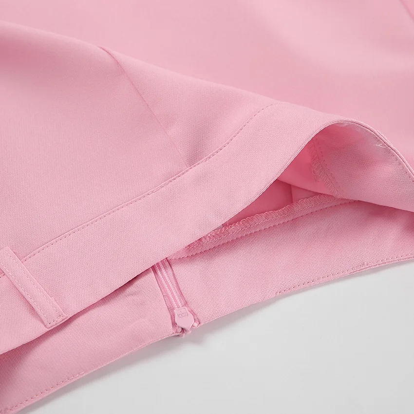 Pink Skirt Set Sleeveless Vest Short Top + High Waist Slit Long Two Pieces Women Outfit