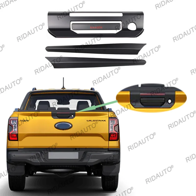 

Matte Black Tailgate Handle Cover Sticker Protection Protector For FORD RANGER 2022 XL XL+ XLS XLT SPORT WILDTRAK