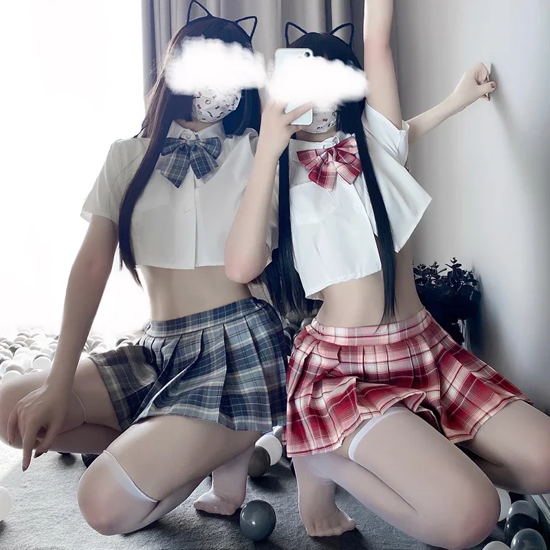

0171 Women Sexy Lingerie Costumes Sweet Plaid Student Adult Game Japanese High School Girl Jk Uniform Role Play Cheerleading