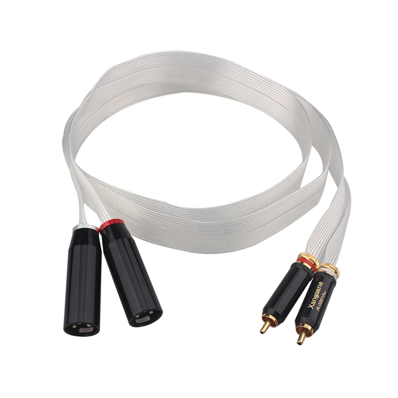 Посеребренный кабель OCC RCA к XLR, 14-ядерный Hi-Fi аудио кабель для соединения с разъемом 24K