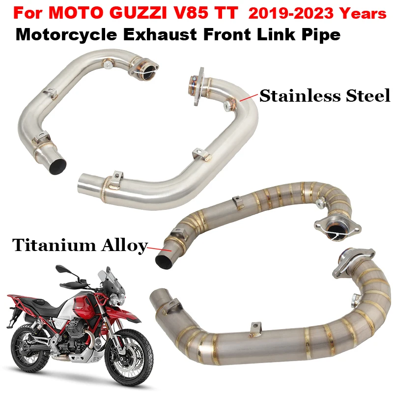 

Motorcycle Exhaust Escape Titanium Alloy Front Link Pipe Left & Right Side Muffler Slip On For MOTO GUZZI V85 TT V85TT 2019-2023